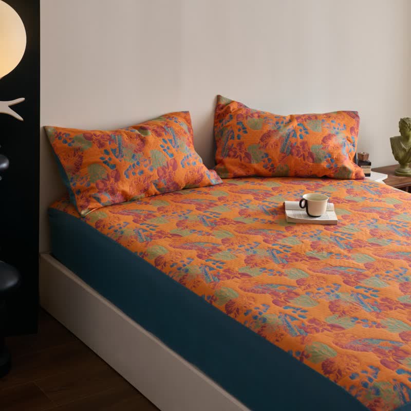 Yarn-dyed Jacquard Cotton Gauze Breathable Fitted Sheet