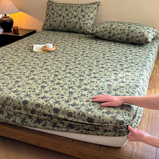 Cotton Gauze Jacquard Floral Fitted Sheet
