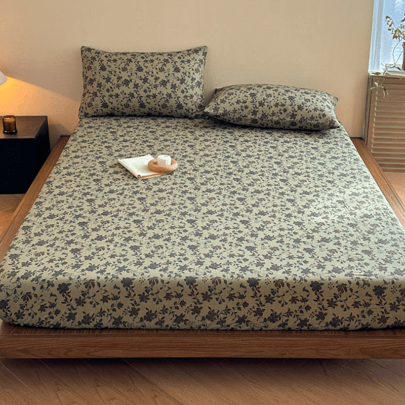 Cotton Gauze Jacquard Floral Fitted Sheet
