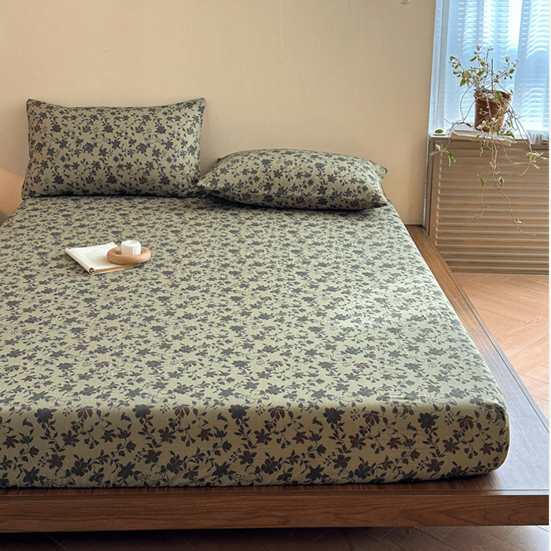 Cotton Gauze Jacquard Floral Fitted Sheet