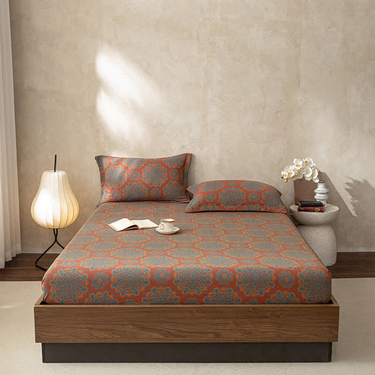 Cotton Gauze Jacquard Retro Soft Fitted Sheet