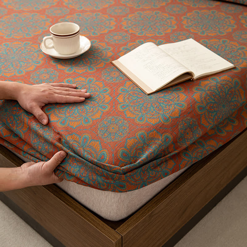 Cotton Gauze Jacquard Retro Soft Fitted Sheet