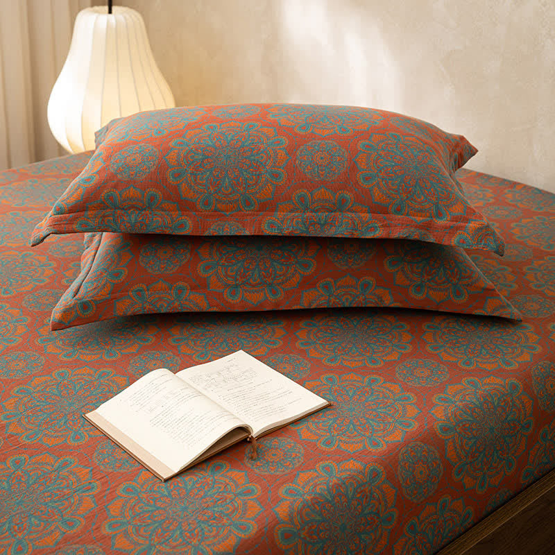 Cotton Gauze Jacquard Retro Soft Fitted Sheet