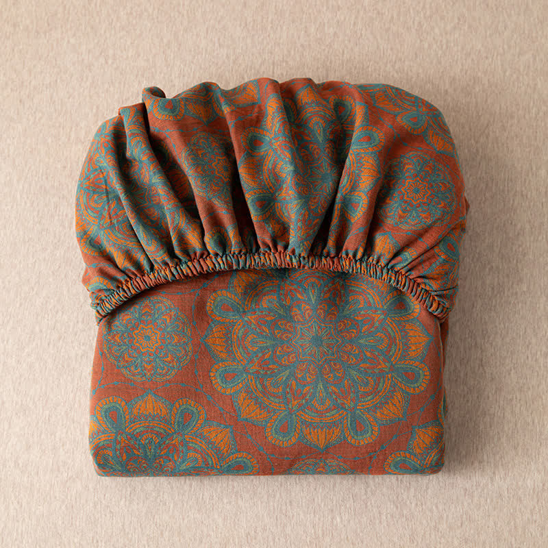 Cotton Gauze Jacquard Retro Soft Fitted Sheet