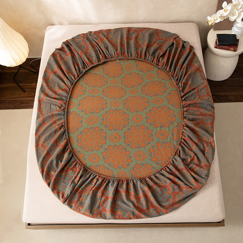 Cotton Gauze Jacquard Retro Soft Fitted Sheet