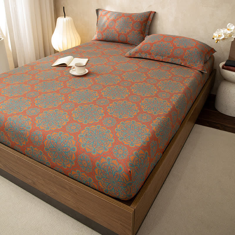 Cotton Gauze Jacquard Retro Soft Fitted Sheet