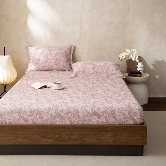 Double Layer Gauze Jacquard Floral Fitted Sheet