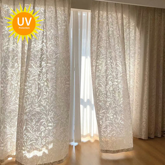 Branches Leaves Hollow Out Sheer Gauze Curtain