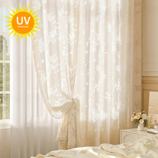 Hollow Flower Sheer Gauze Curtain