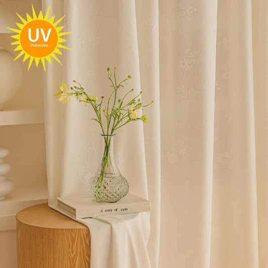 French Jacquard Floral Sheer Curtain