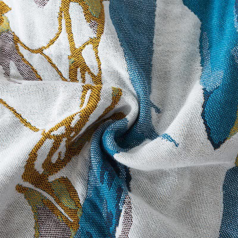 Cotton Gauze Jacquard Peacock Comfy Blanket