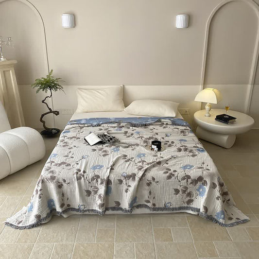 Four Layers Cotton Gauze Tassel Comfy Quilt
