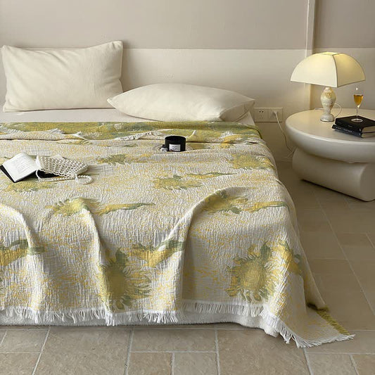 Reversible Rural Cotton Gauze Tassel Quilt