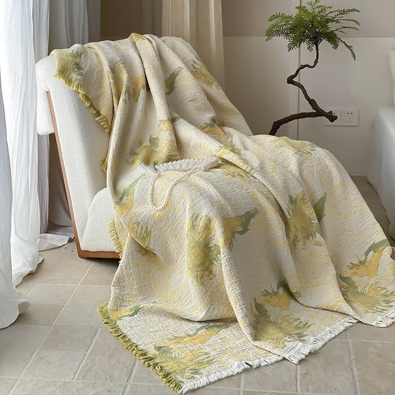 Reversible Rural Cotton Gauze Tassel Quilt
