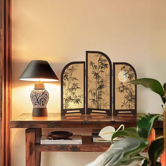 Vintage Bamboo Foldable Screen Desktop Ornament