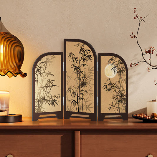 Vintage Bamboo Foldable Screen Desktop Ornament