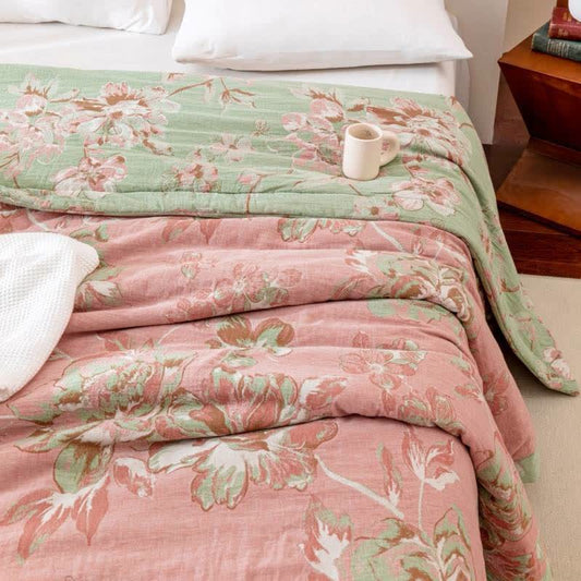 Yarn-dyed Cotton Gauze Jacquard Floral Quilt