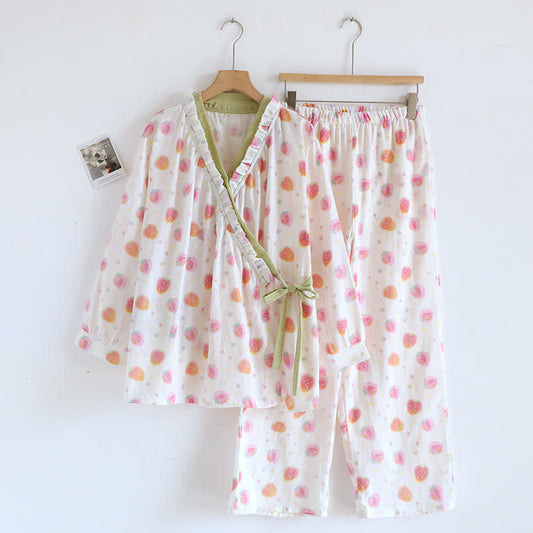 Rural Strawberry Pure Cotton Nightwear Set