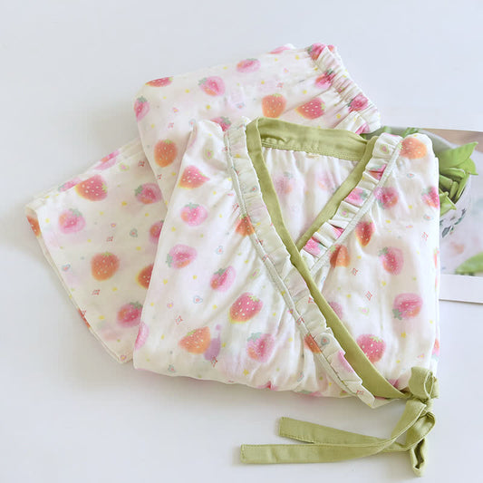 Rural Strawberry Pure Cotton Nightwear Set