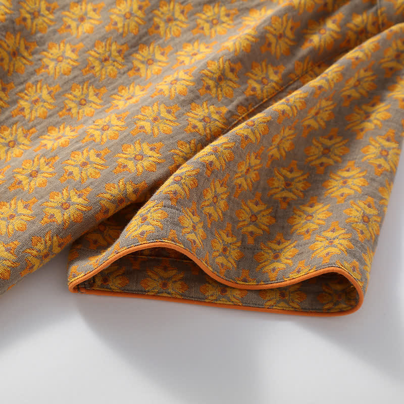 V-neck Vintage Jacquard Cotton Gauze Pajama Set