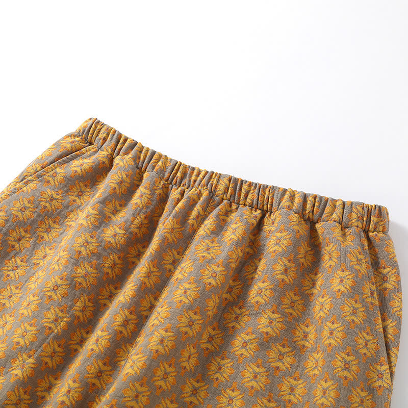 V-neck Vintage Jacquard Cotton Gauze Pajama Set