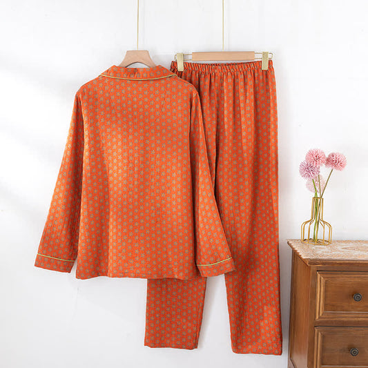 Bright Color Cotton Gauze Soft Nightwear Set