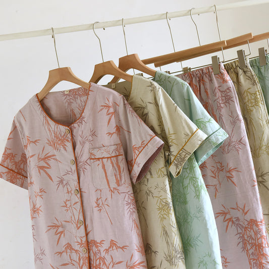 Rural Bamboo Cardigan Pure Cotton Pajama Set