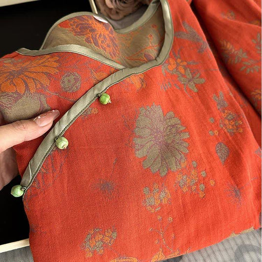 Retro Jacquard Breathable Soft Gauze Pajama Set