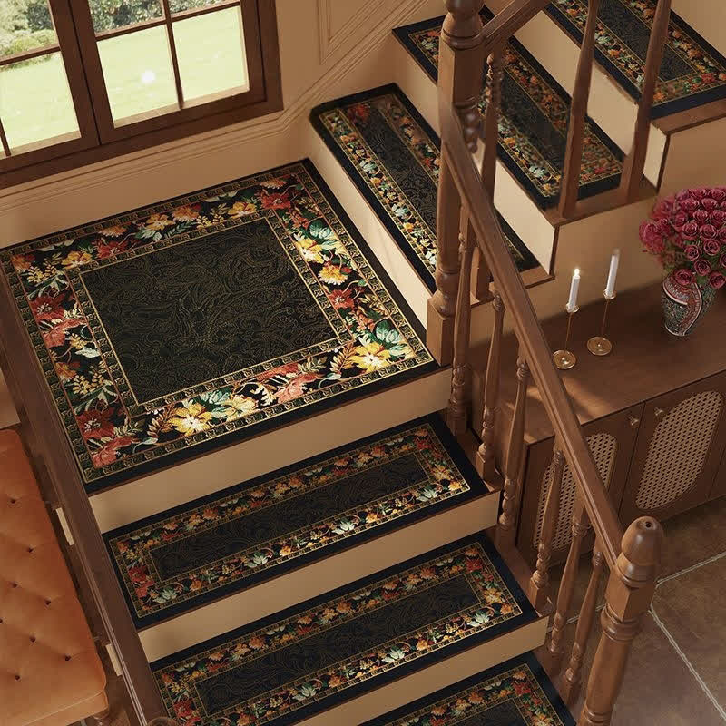 Vintage Floral Diatom Mud Non-slip Stair Tread