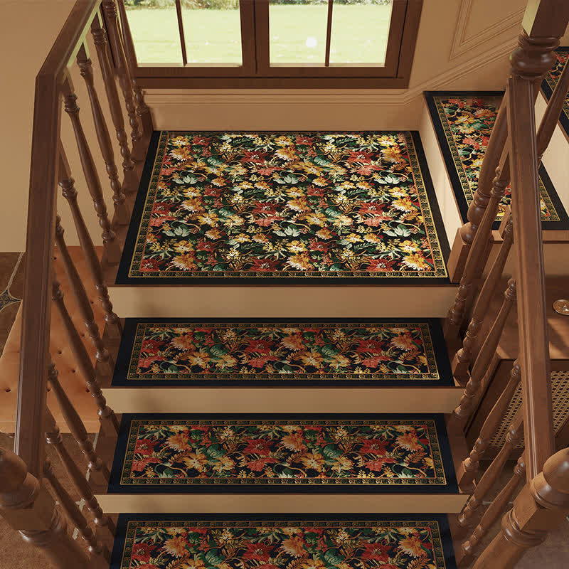Vintage Floral Diatom Mud Non-slip Stair Tread