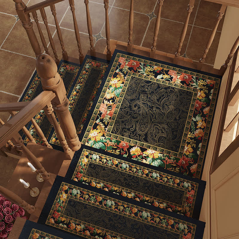 Vintage Floral Diatom Mud Non-slip Stair Tread
