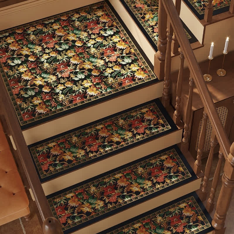 Vintage Floral Diatom Mud Non-slip Stair Tread