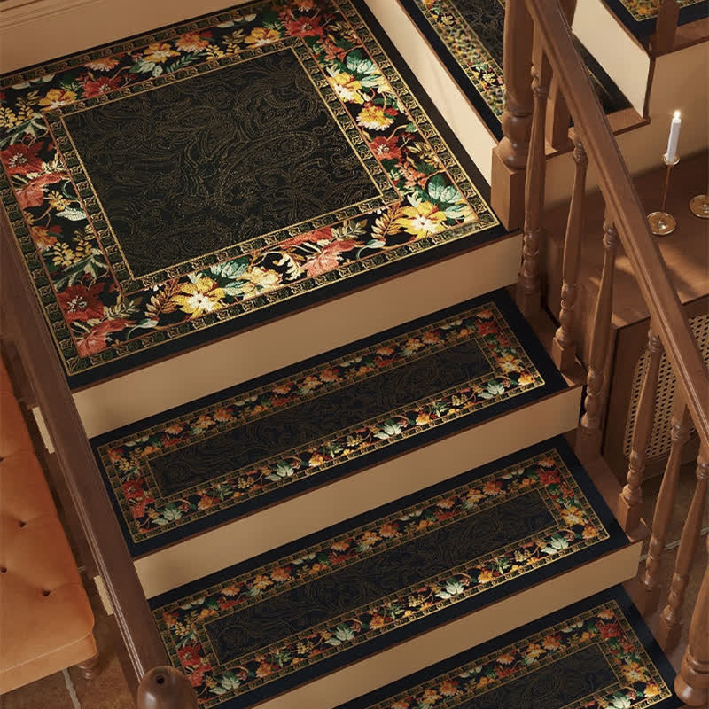 Vintage Floral Diatom Mud Non-slip Stair Tread