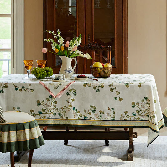Pastoral Ginkgo Leaf Waterproof Soft Tablecloth