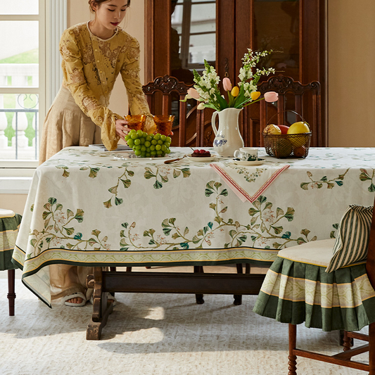 Pastoral Ginkgo Leaf Waterproof Soft Tablecloth