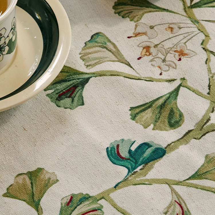 Pastoral Ginkgo Leaf Waterproof Soft Tablecloth
