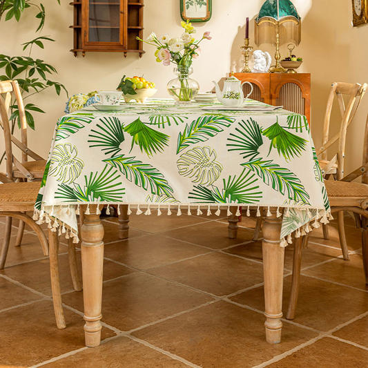 Tropical Leaf Tassel Soft Tablecloth