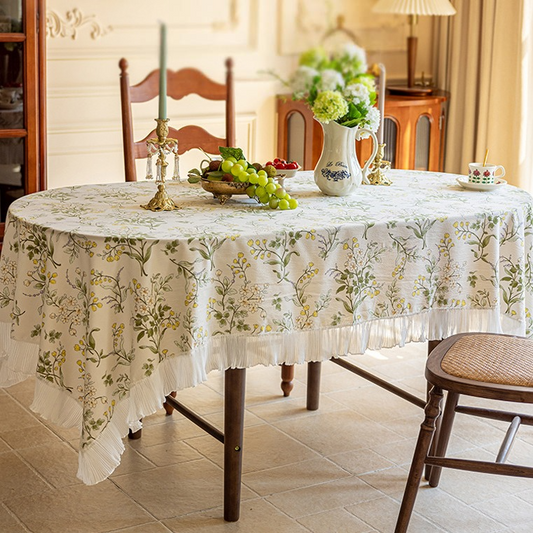 Pastoral Style Lace Edged Tablecloth