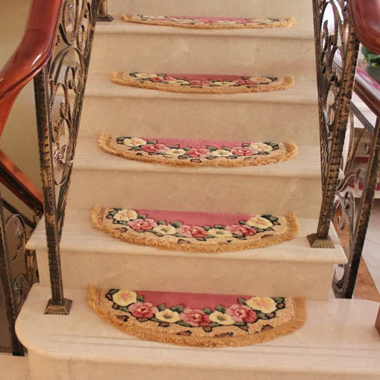 Floral Tassel Non-Slip Carpet Stair Treads