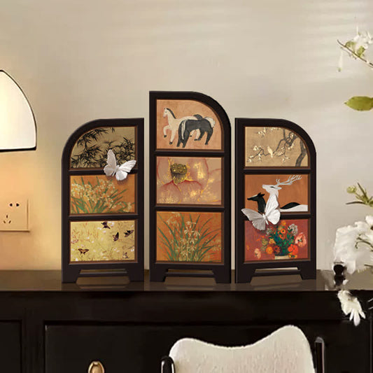 Rural Retro Foldable Screen Desktop Ornament