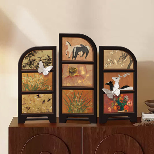 Rural Retro Foldable Screen Desktop Ornament