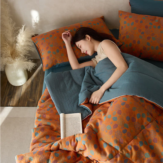 Jacquard Leaf Cotton Gauze Comfy Bedding