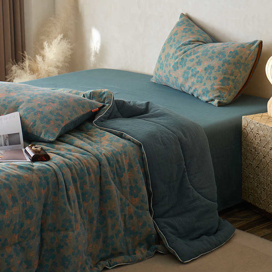 Double Layer Floral Cotton Gauze Bedding