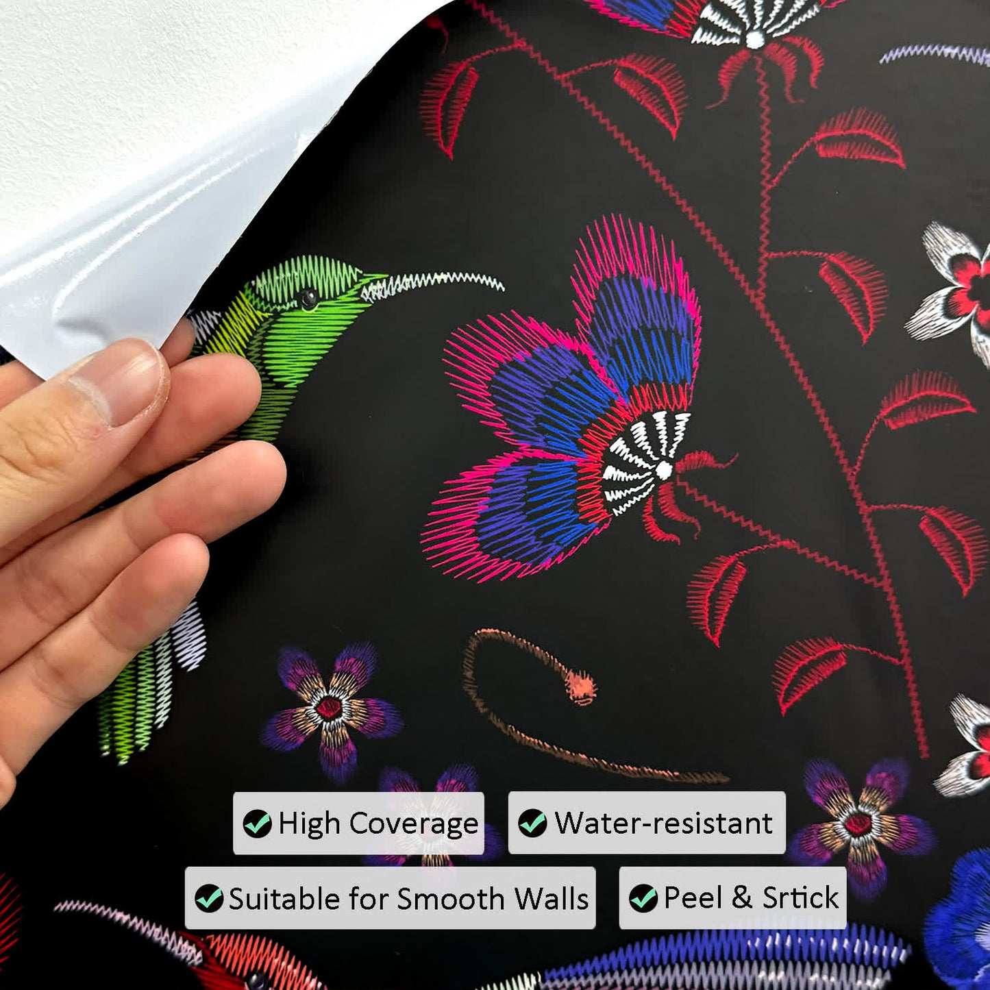 Removable Floral Bird Peel and Stick Wallpaper
