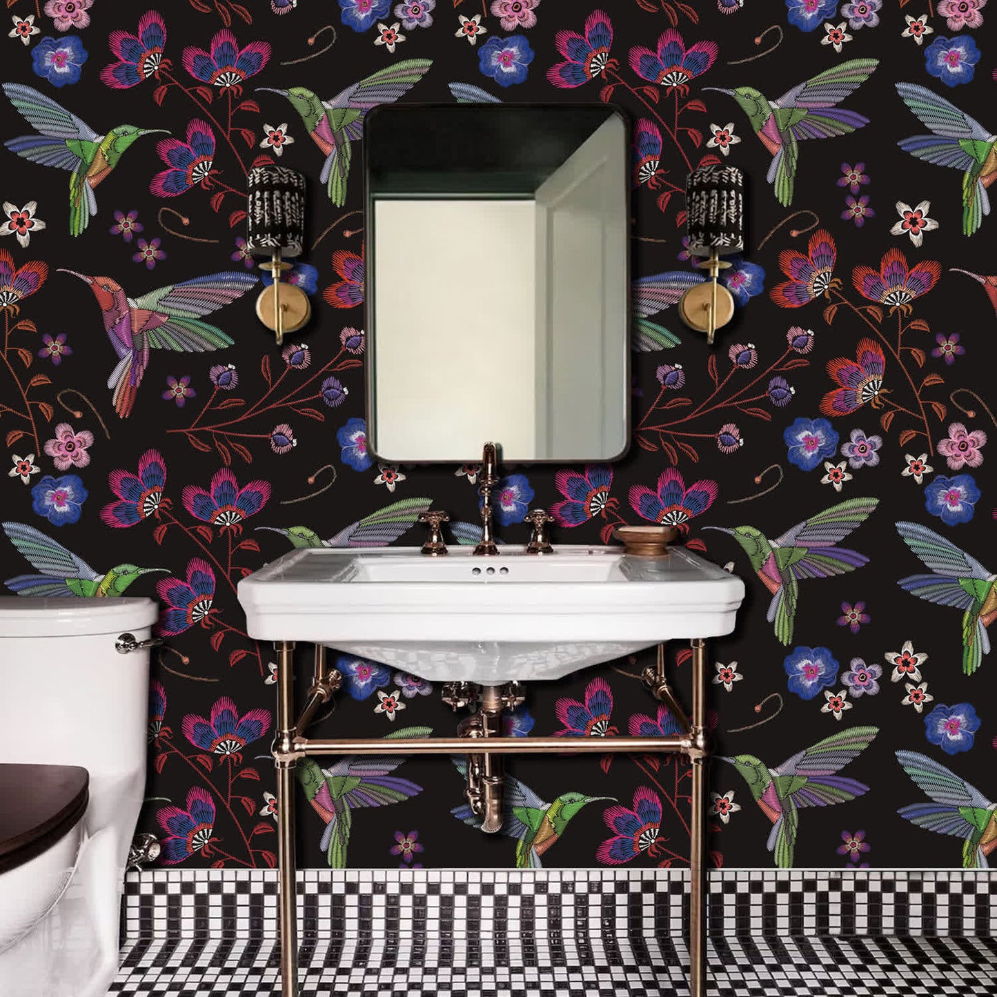 Removable Floral Bird Peel and Stick Wallpaper