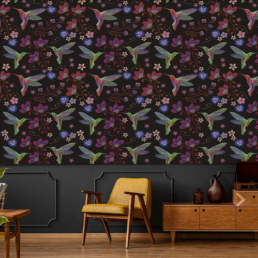 Removable Floral Bird Peel and Stick Wallpaper