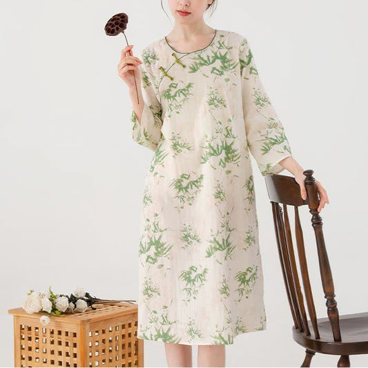 Round-neck Cotton Gauze Rural Nightdress