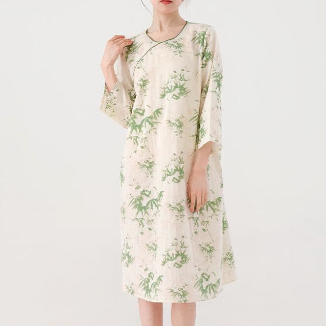 Round-neck Cotton Gauze Rural Nightdress