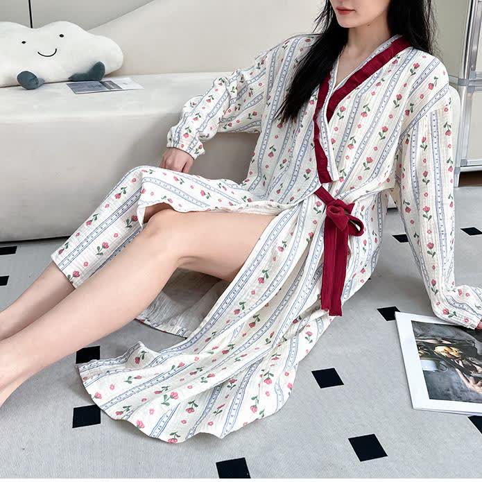 Plus Size Kimono Pastoral Soft Nightdress
