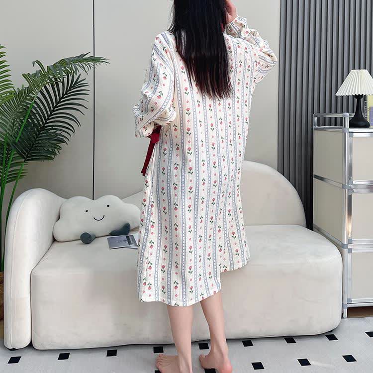 Plus Size Kimono Pastoral Soft Nightdress